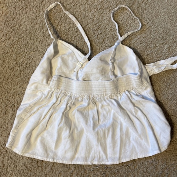 Spaghetti strap white top with seersucker tan gingham shorts XS - Picture 4 of 9